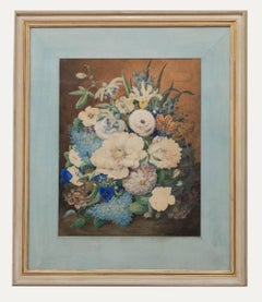Gerahmtes Aquarell aus dem späten 19. Jahrhundert - Blumenstillleben