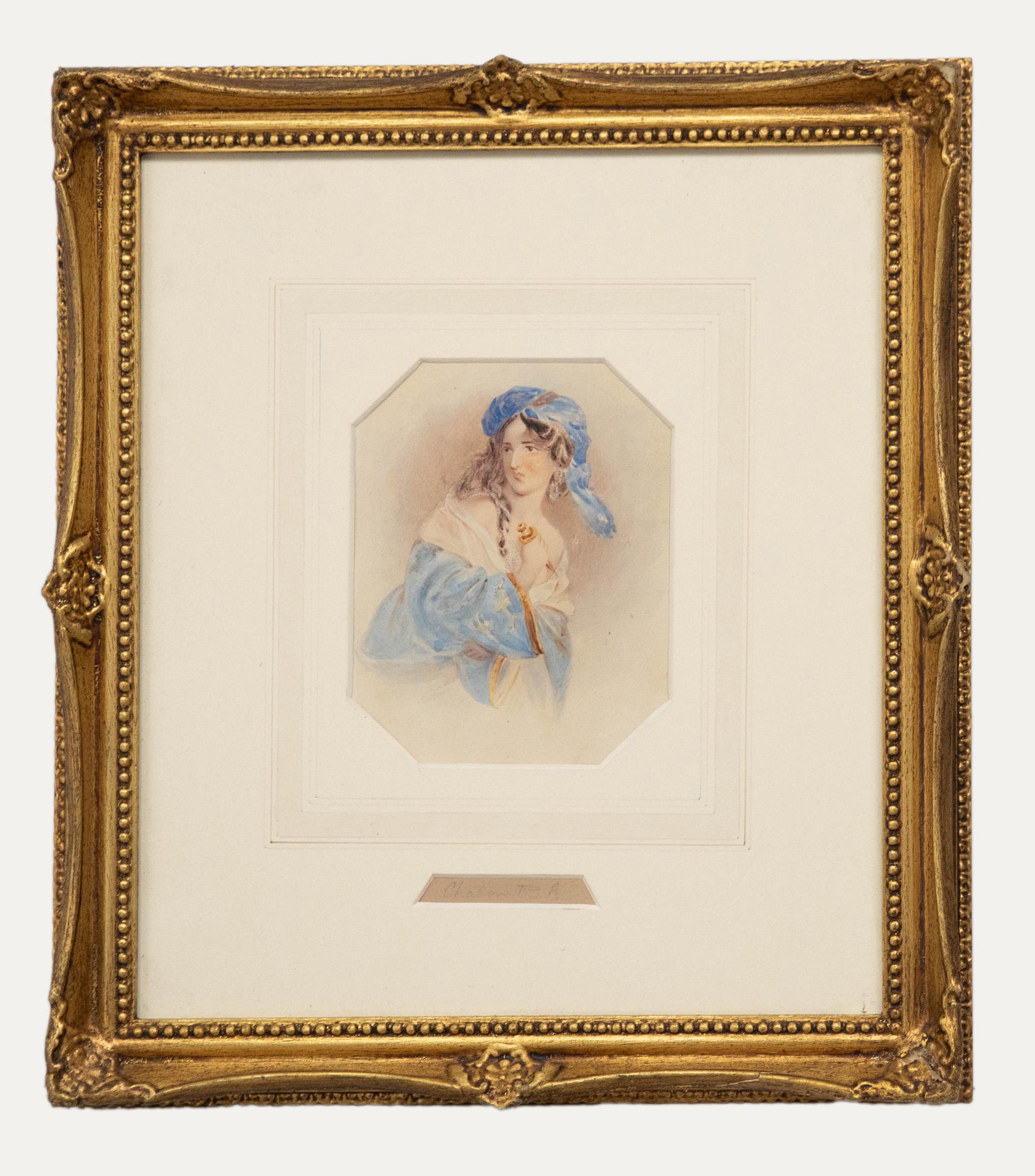 Alfred Edward Chalon RA (1780-1860) - Aquarell des 19. Jahrhunderts, Dame mit Dagger