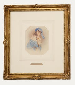 Alfred Edward Chalon RA (1780-1860) - Acuarela del siglo XIX, Dama con daga