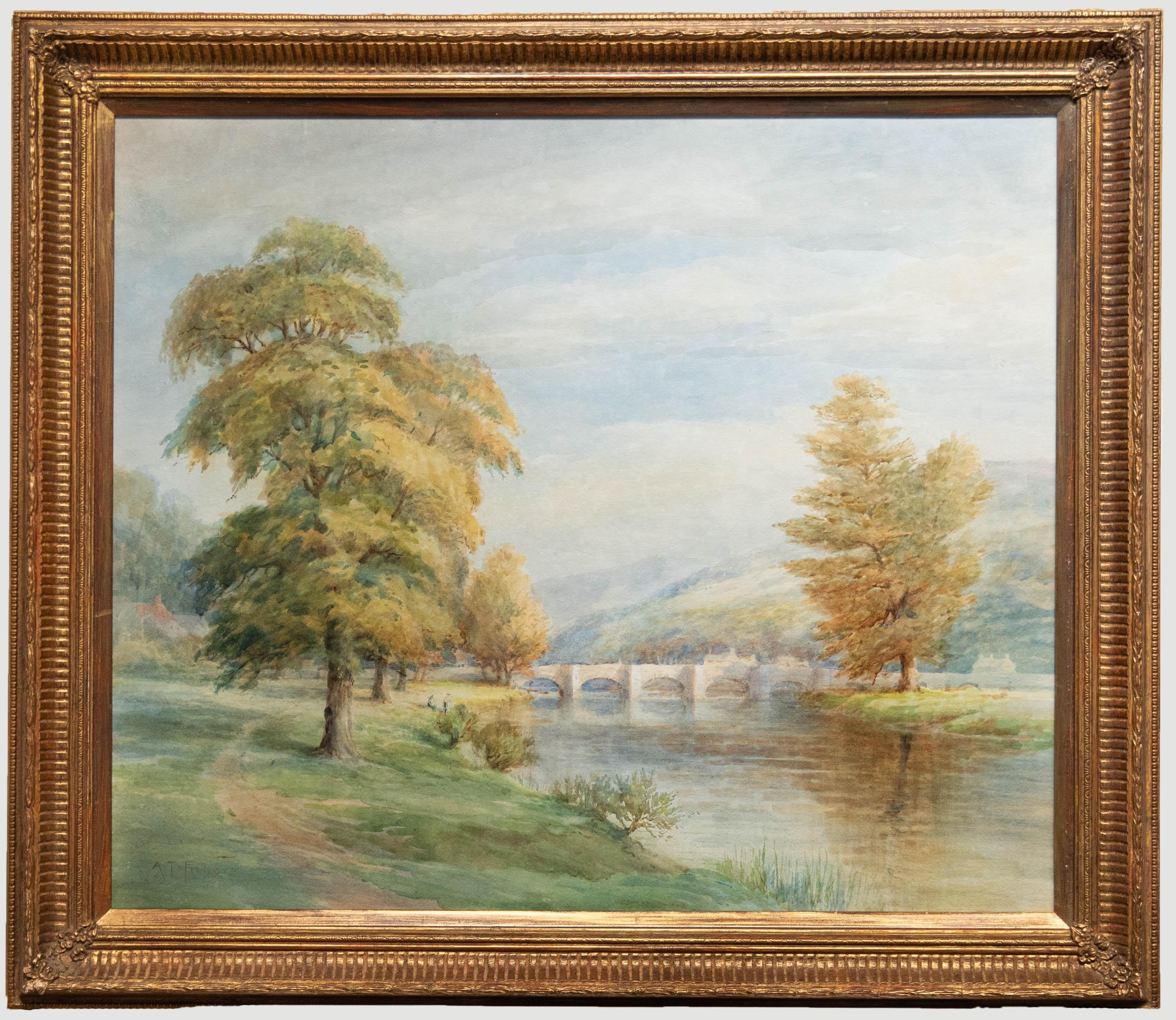 Alfred Thomas Fisher (I. 1861) - Aquarelle, rivière Meander