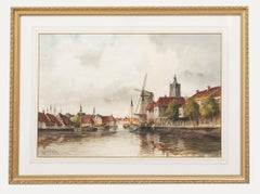 Louis Van Staaten (1836-1909) - Framed Watercolour, Dutch Scene near Dordrecht