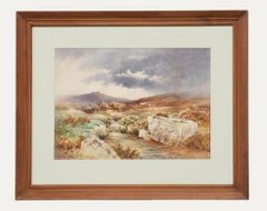 Charles Edward Brittan (1870-1949) - Aquarelle encadrée, Moorland with Sheep