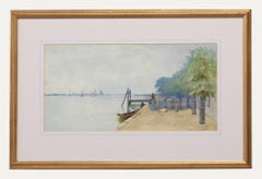 Thomas King (1845-1934) - Aquarelle encadrée, Négociants en pause