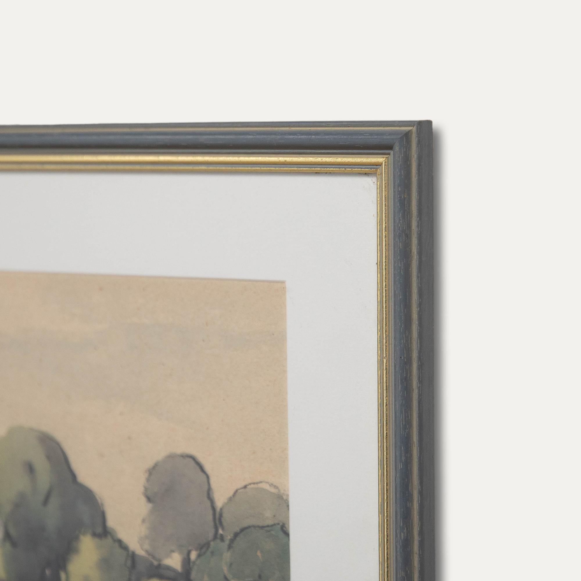 Norman Whitehead (1915-1983) - Acuarela enmarcada, Árboles del parque en venta 1