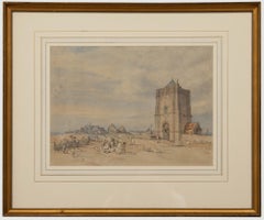 Harry Hine (1845-1941) - Acquerello del 1934, Chiesa sulla costa
