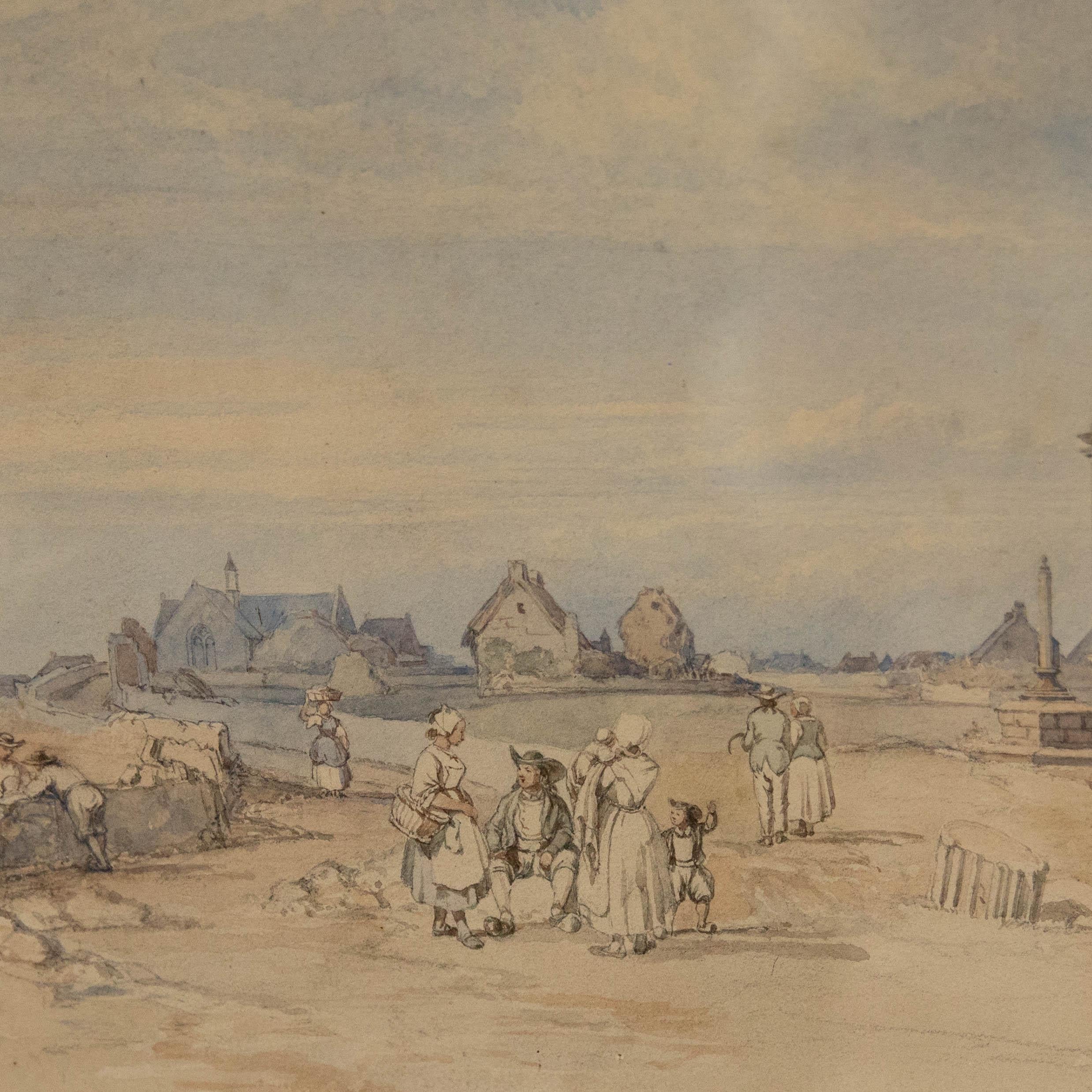 Harry Hine (1845-1941) - 1934 Watercolour, Church on the Coastline 1
