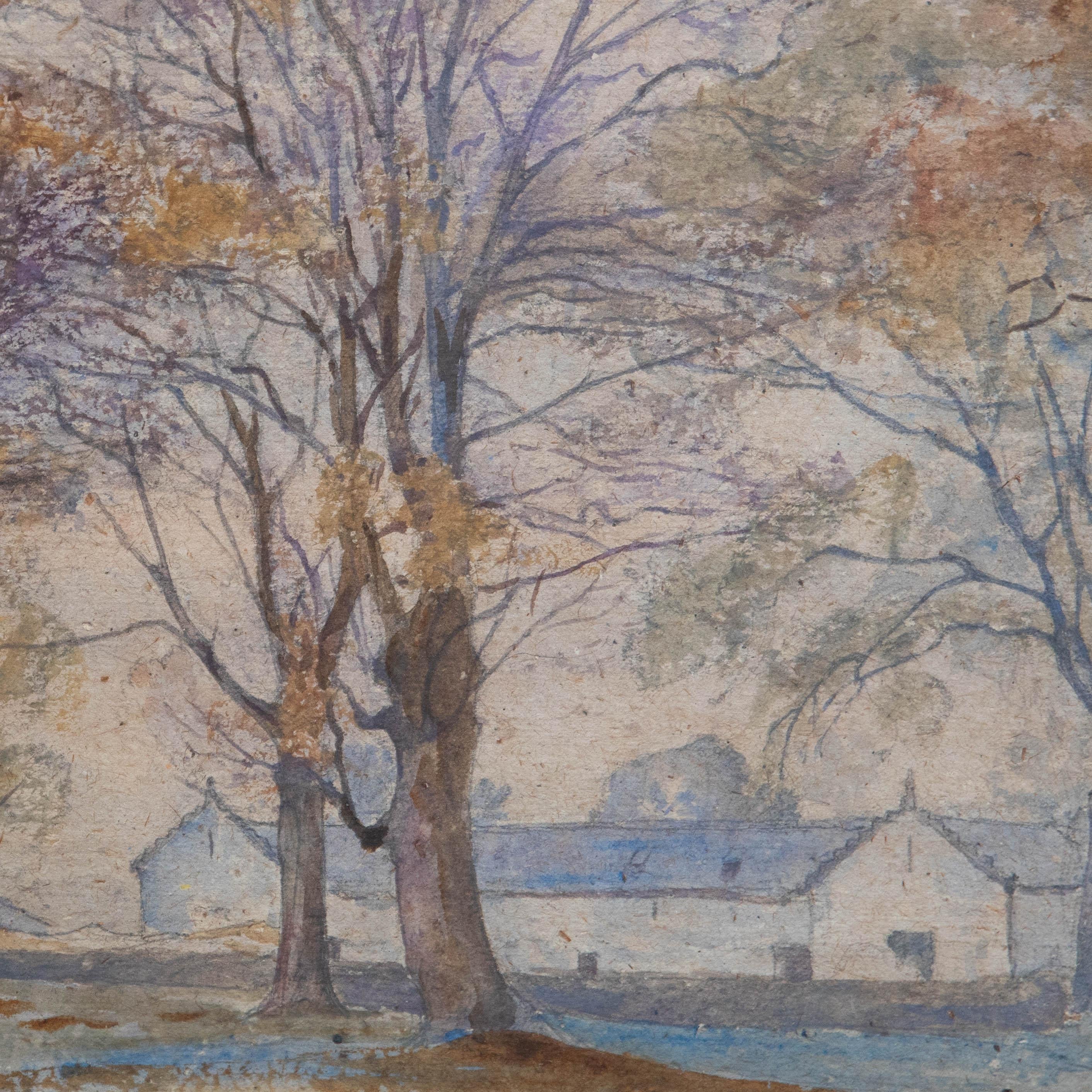 Originalaquarell von Henry Samuel Teed (1883-1916). Rechts unten signiert und datiert (1907). Präsentiert in einem Rahmen mit Goldeffekt. Auf faserigem Papier.