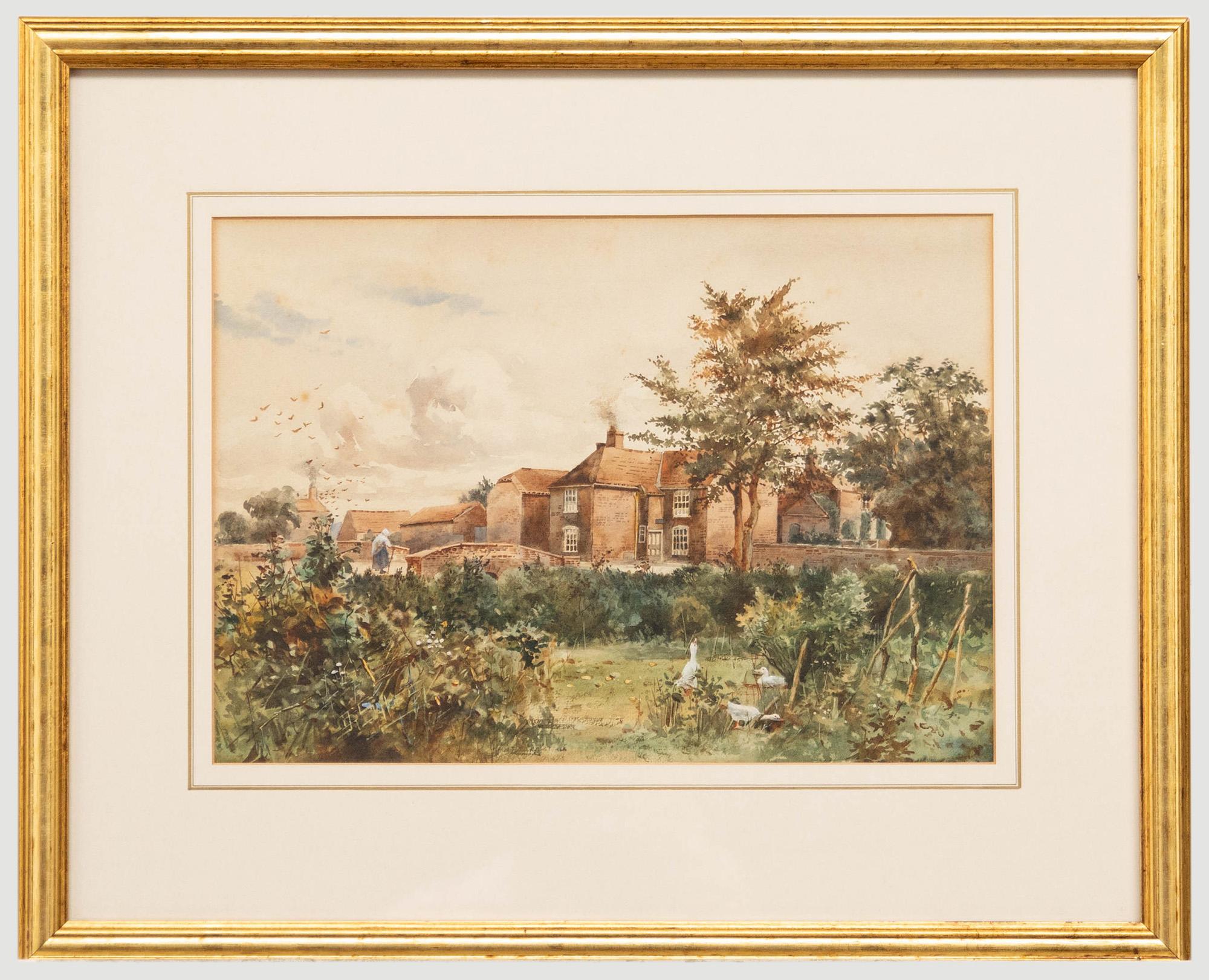John Sykes Landscape Art - John Gutteridge Sykes (1866-1941) - Watercolour, The Red-Brick Bridge