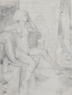 John Shelton (1923-1993) - 1975 Graphite Drawing, The Nude and the Minotaur