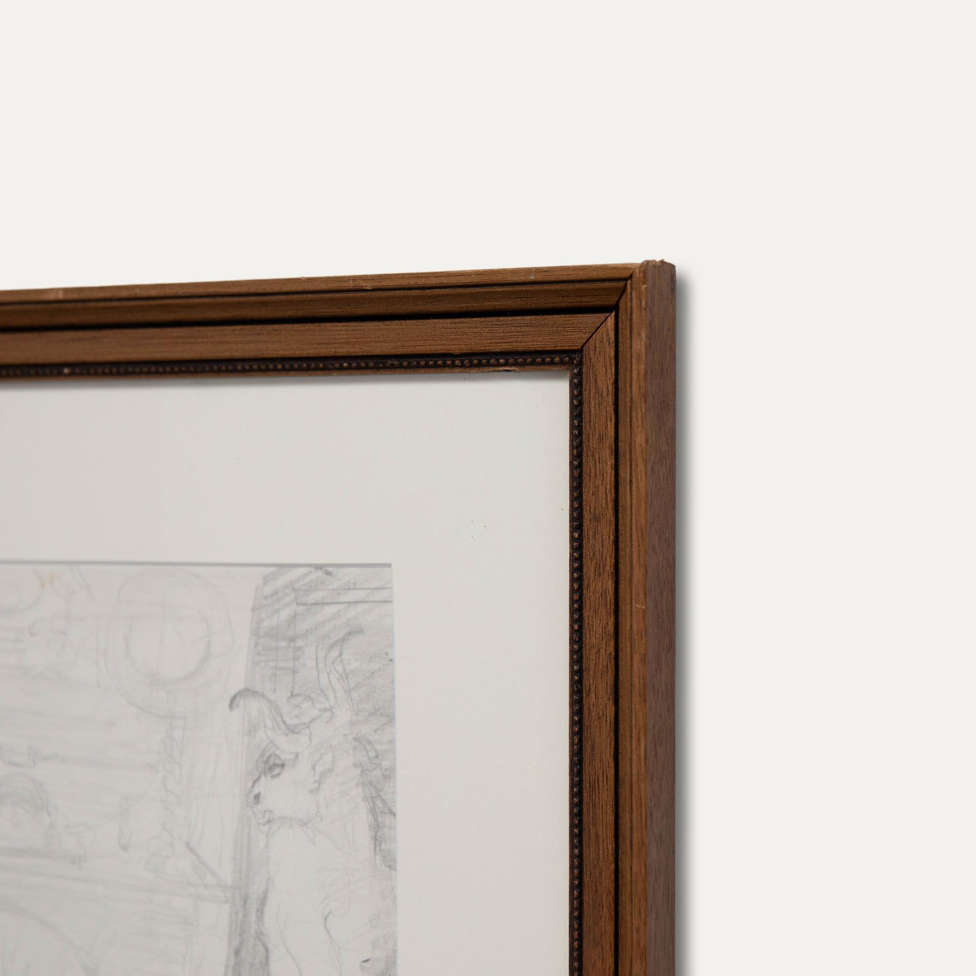 John Shelton (1923-1993)  - 1975 Graphite Drawing, The Nude and the Minotaur 3