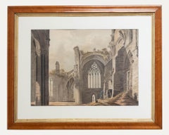 Antique Follower of Paul Sandby Munn - Mid 19th Century Watercolour, Restoring A Ruin