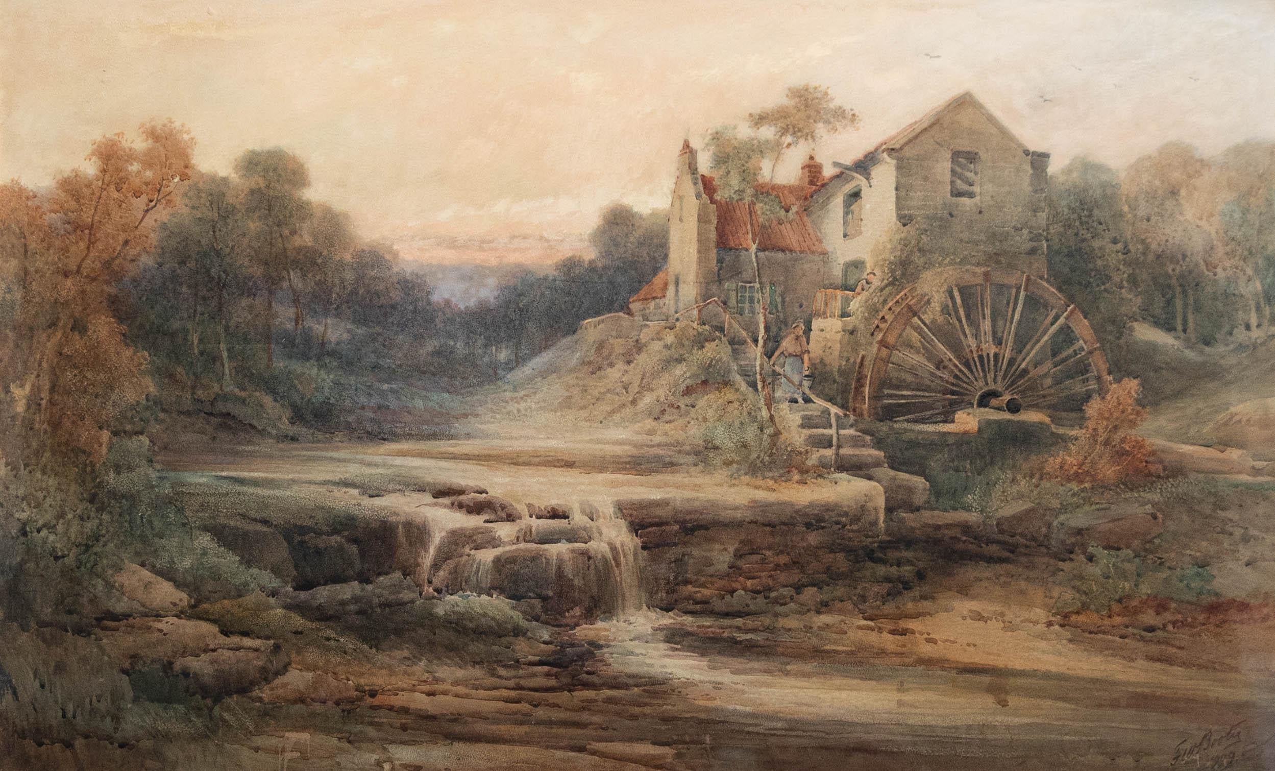 Frederick William Booty (1840-1924) - 1909 Aquarell, At The Watermill – Art von Unknown