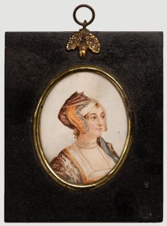 Miniatur-Aquarell des 19. Jahrhunderts - Porträt von Anne Boleyn