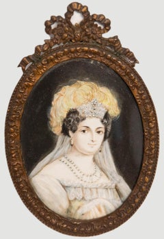 Miniature de portrait à l'aquarelle du 19e siècle - The Duchess
