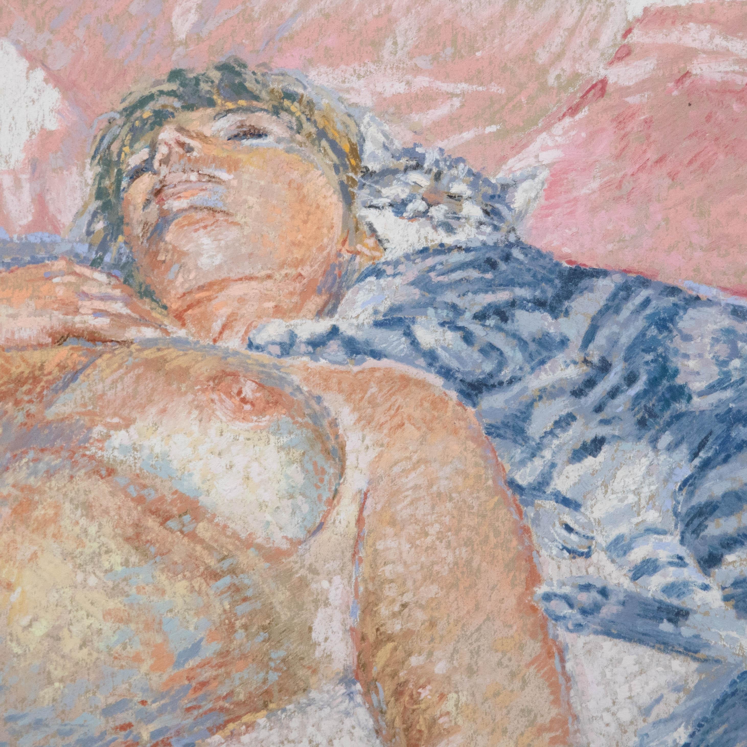 Céleste Benitte (née en 1937) - pastel original. Signé en bas à gauche. Présenté dans un cadre blanc contemporain avec support de carte. Labellisé au verso. Sur le papier.