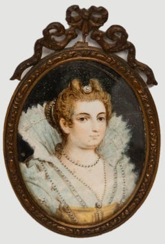 19. Jahrhundert Aquarell Portrait Miniature - Maria De Medici