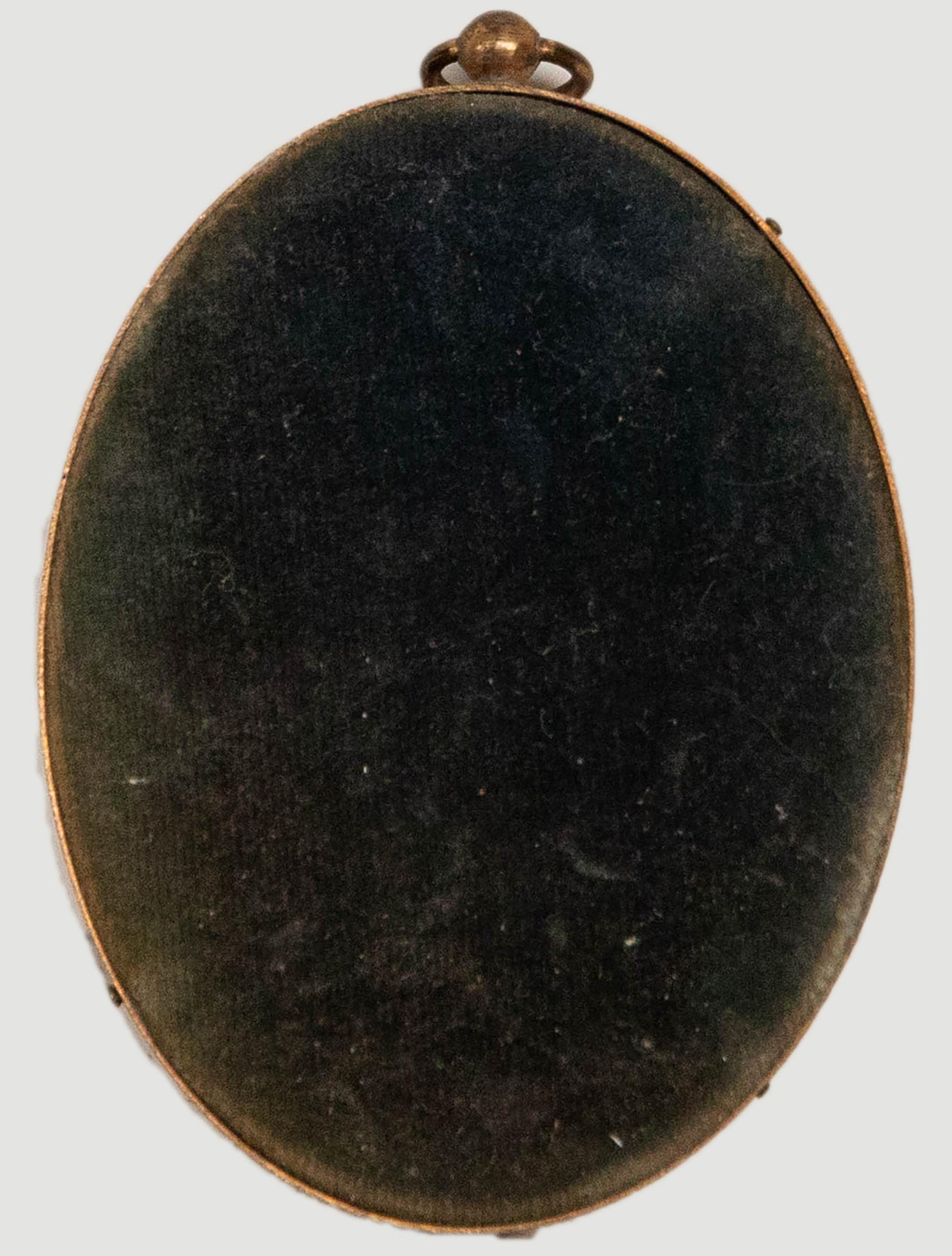 Miniature Late 19th Century Watercolour - Victorian Woman in Black - Brown Portrait by Unknown