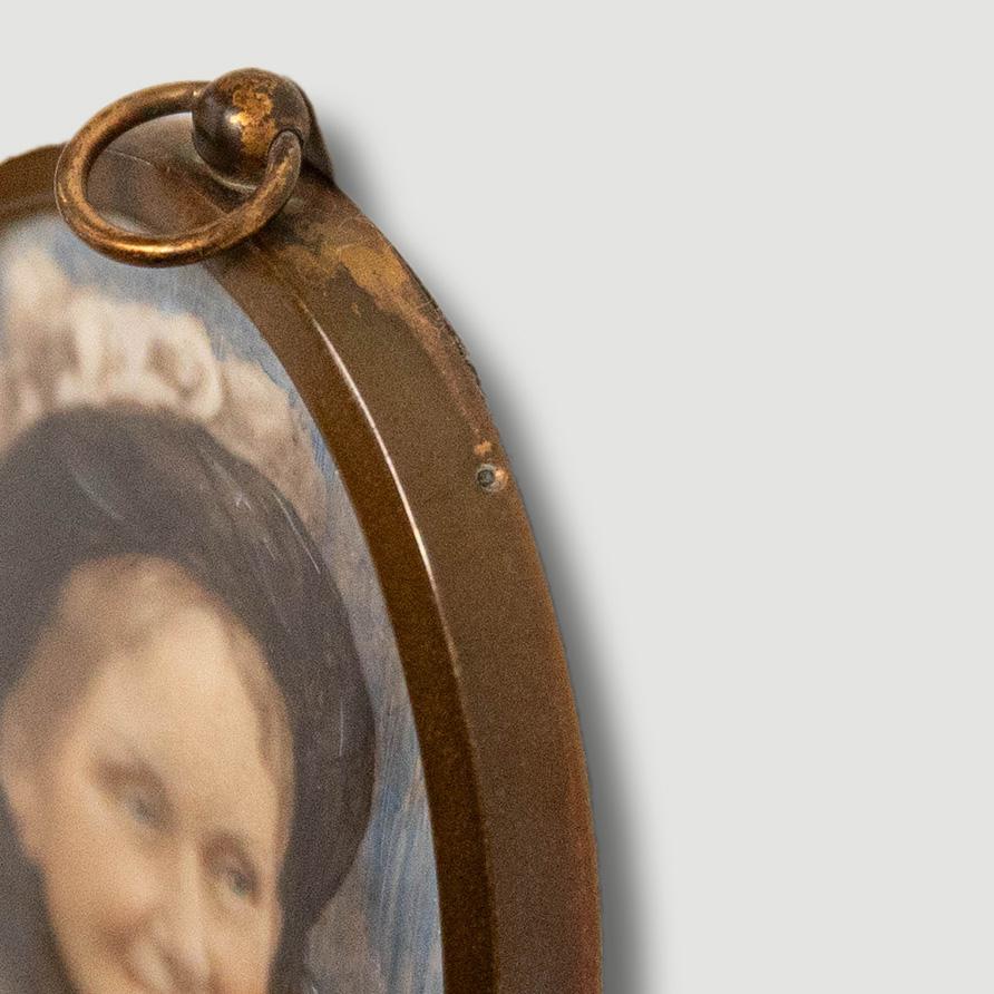 Miniature Late 19th Century Watercolour - Victorian Woman in Black For Sale 1