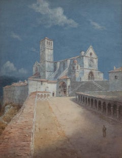 William Noel Johnson (act.1887-1914) - Watercolour, Church of St Francis Assisi