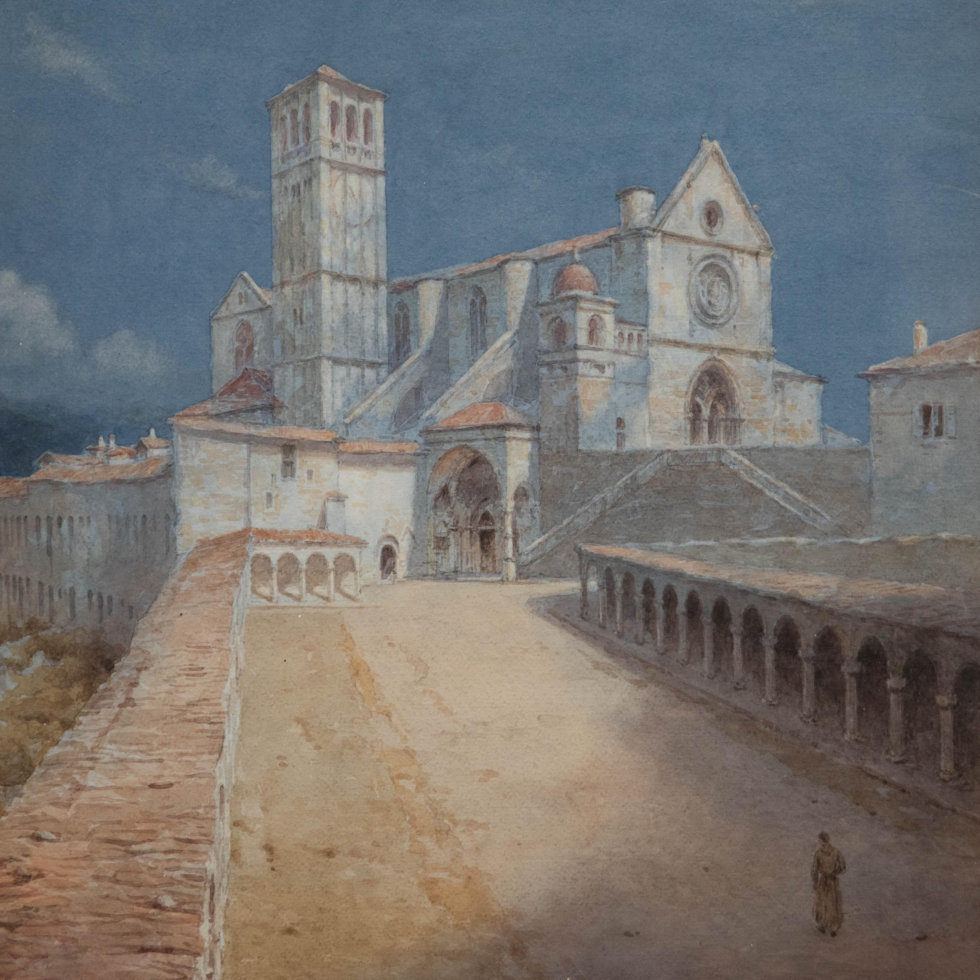 William Noel Johnson (act.1887-1914) - Watercolour, Church of St Francis Assisi 1