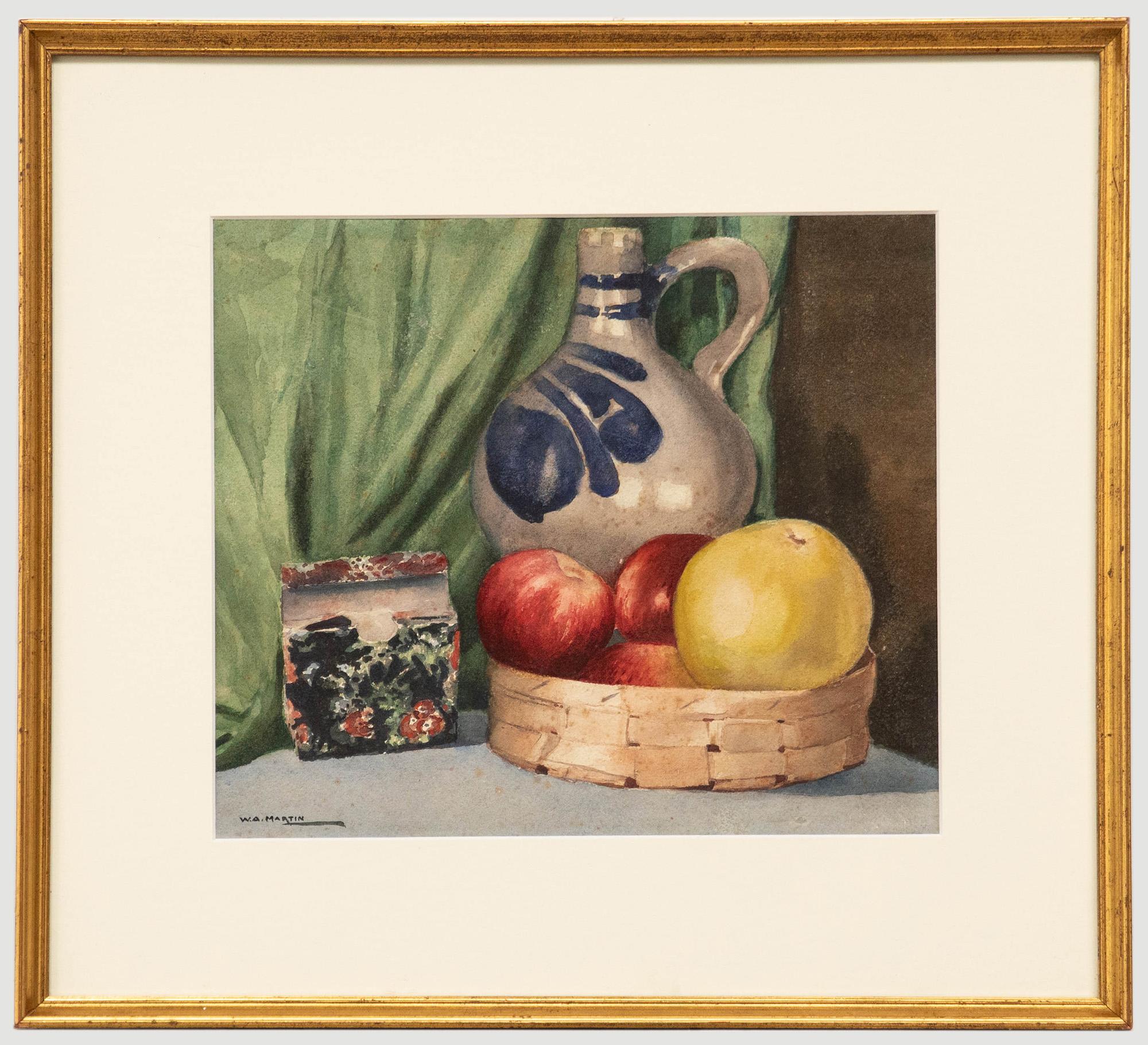 Unknown Still-Life - W. A. Martin - Framed Mid 20th Century Watercolour, Still Life with Ceramic Jug