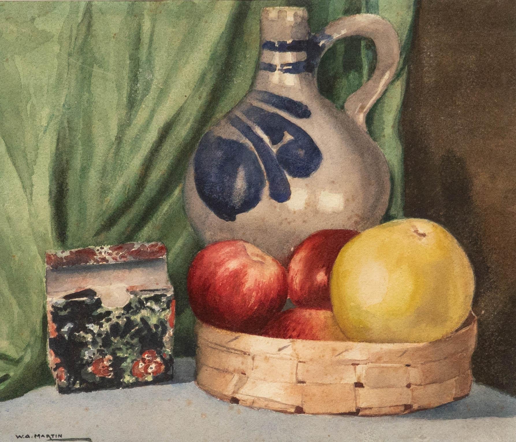 W. A. Martin - Framed Mid 20th Century Watercolour, Still Life with Ceramic Jug - Art by Unknown
