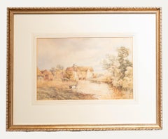 W. S. S.  - 19th Century Watercolour, Farm by the Stream