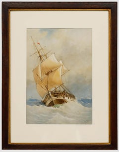 Aquarelle du milieu du 19e siècle encadrée The Merchant of Shoreham