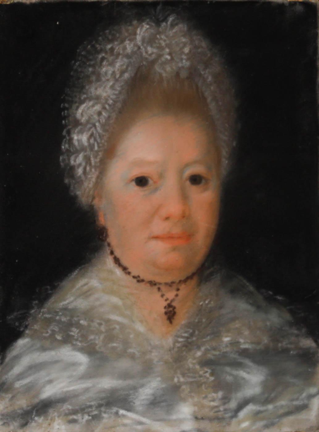 Pastell der holländischen Schule des frühen 19. Jahrhunderts - Porträt einer Dame in Spitze