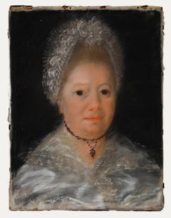Dutch School Early 19th Century Pastel - Portrait of a Lady in Lace