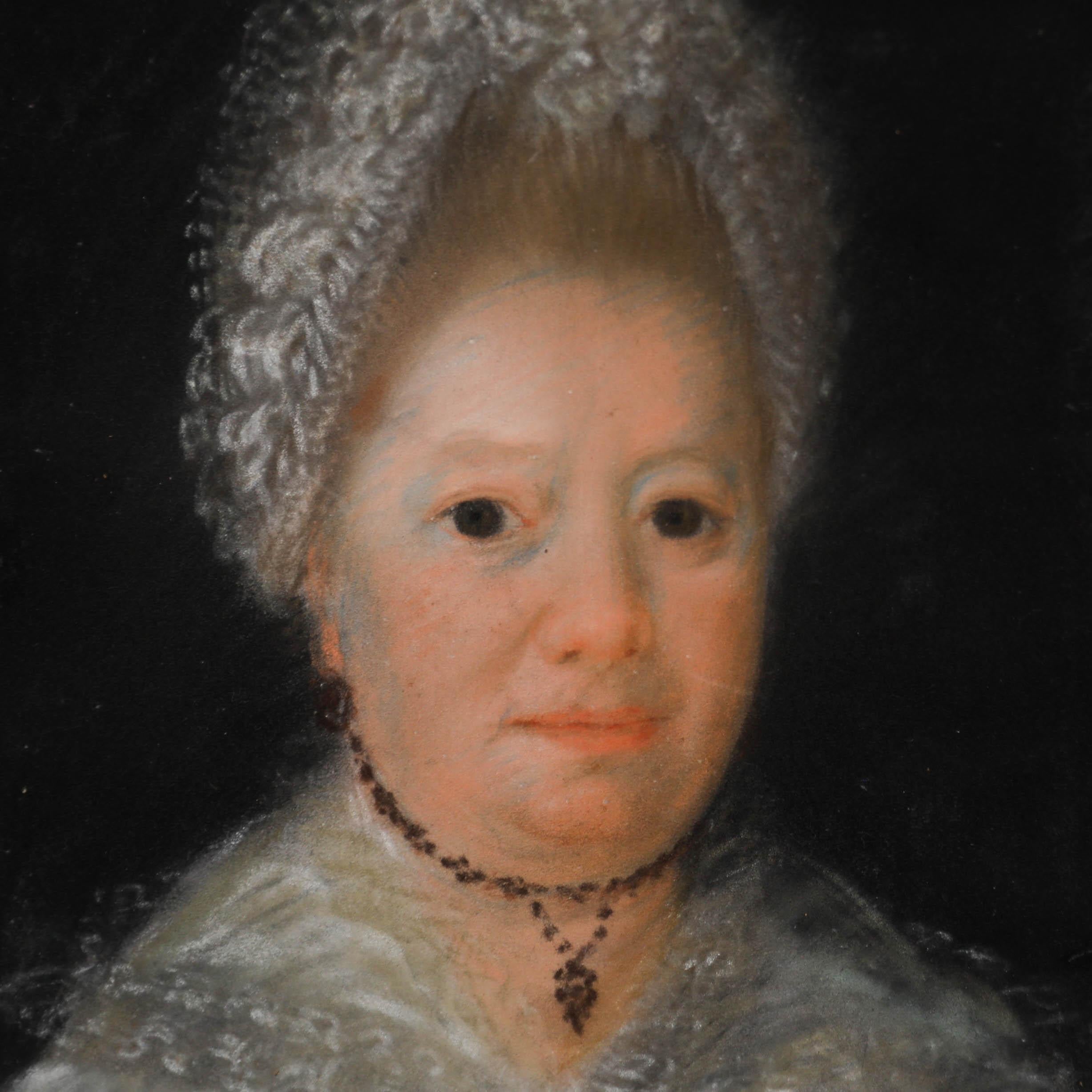 Pastel de l'école hollandaise du début du 19e siècle - Portrait d'une dame en dentelle en vente 2