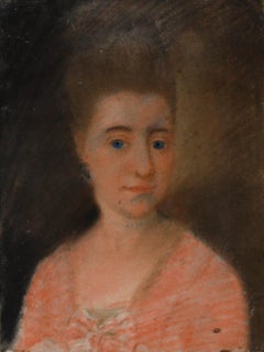 Antique Dutch School Early 19th Century Pastel - Portrait of a Lady in Pink