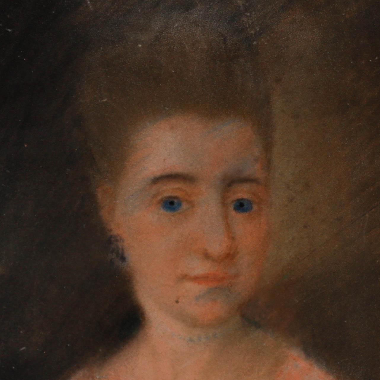 Pastel de l'école hollandaise du début du 19e siècle - Portrait d'une Lady Pink en vente 2