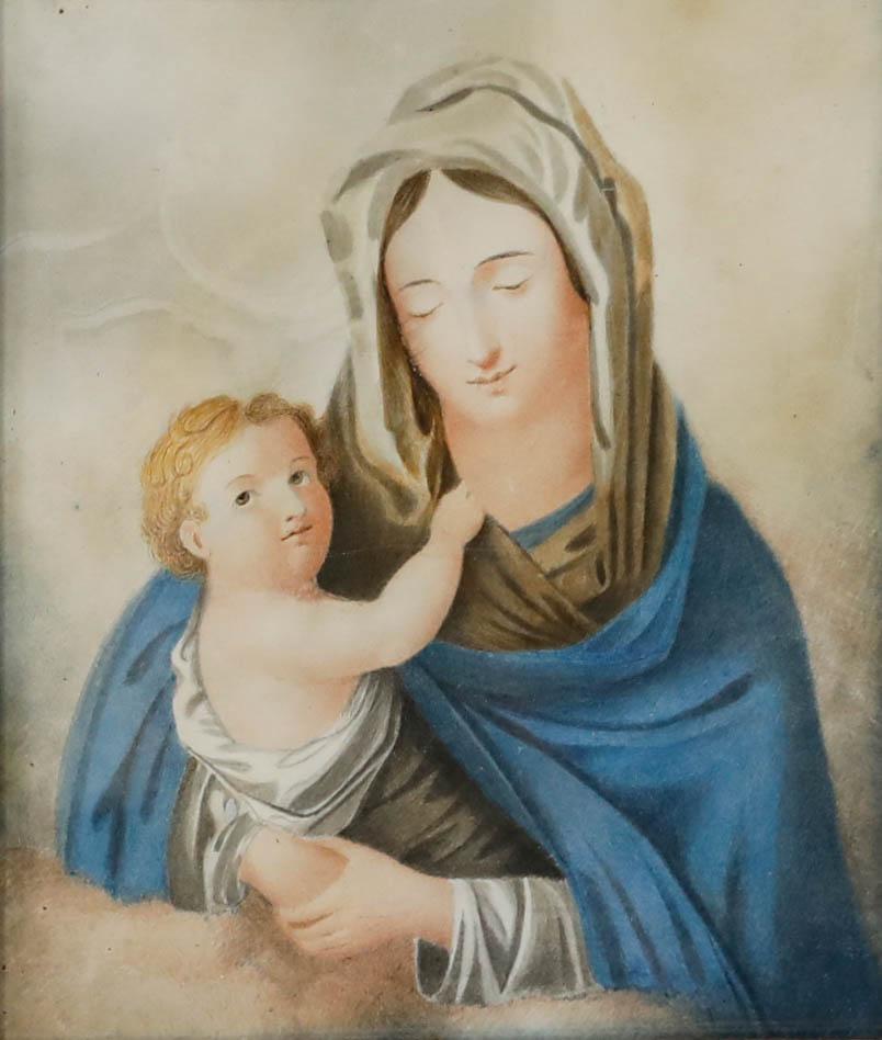 Acuarela de principios del siglo XIX enmarcada - Madonna & Child - Art de Unknown