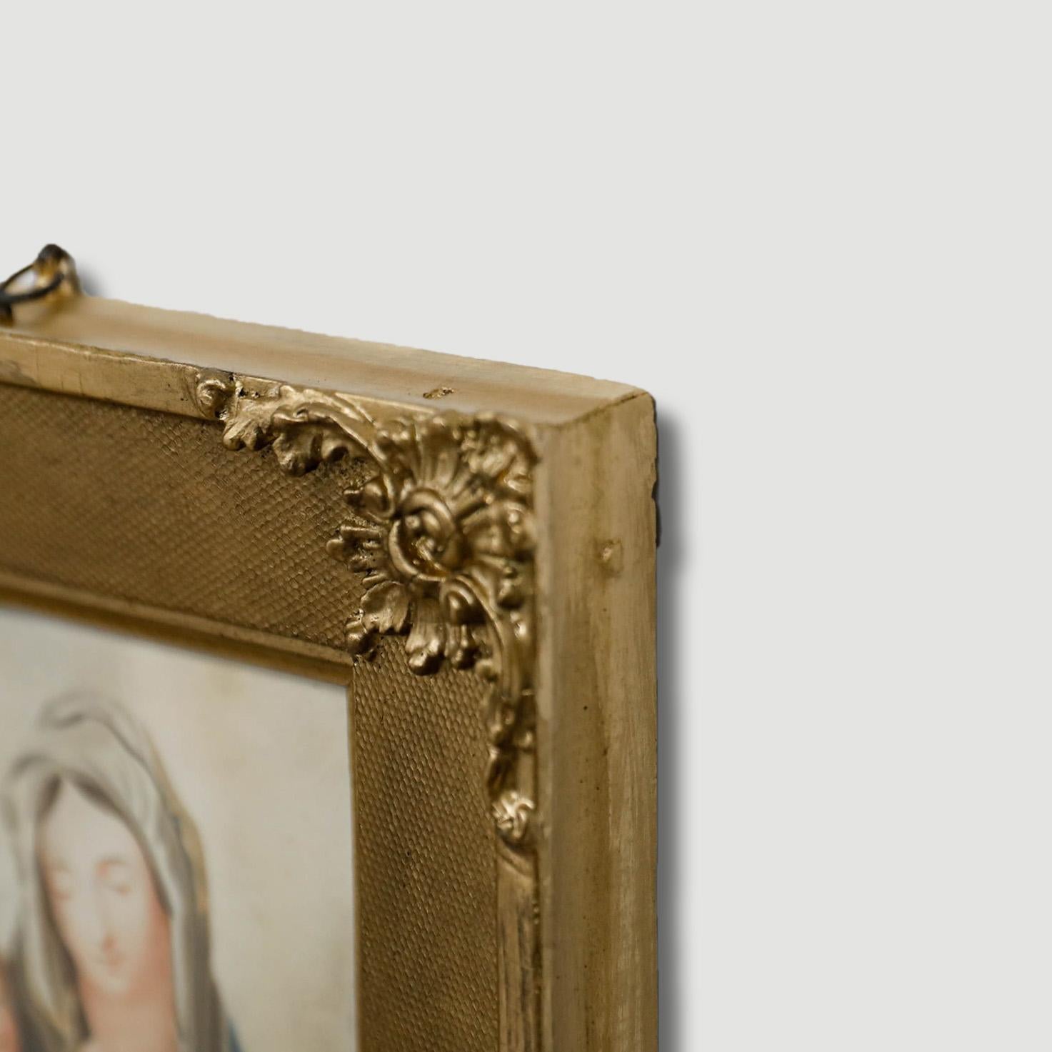 Acuarela de principios del siglo XIX enmarcada - Madonna & Child en venta 1