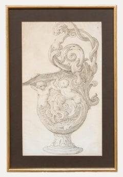 Disegno a penna e inchiostro di scuola italiana del XVIII secolo - Progetto per un'anfora