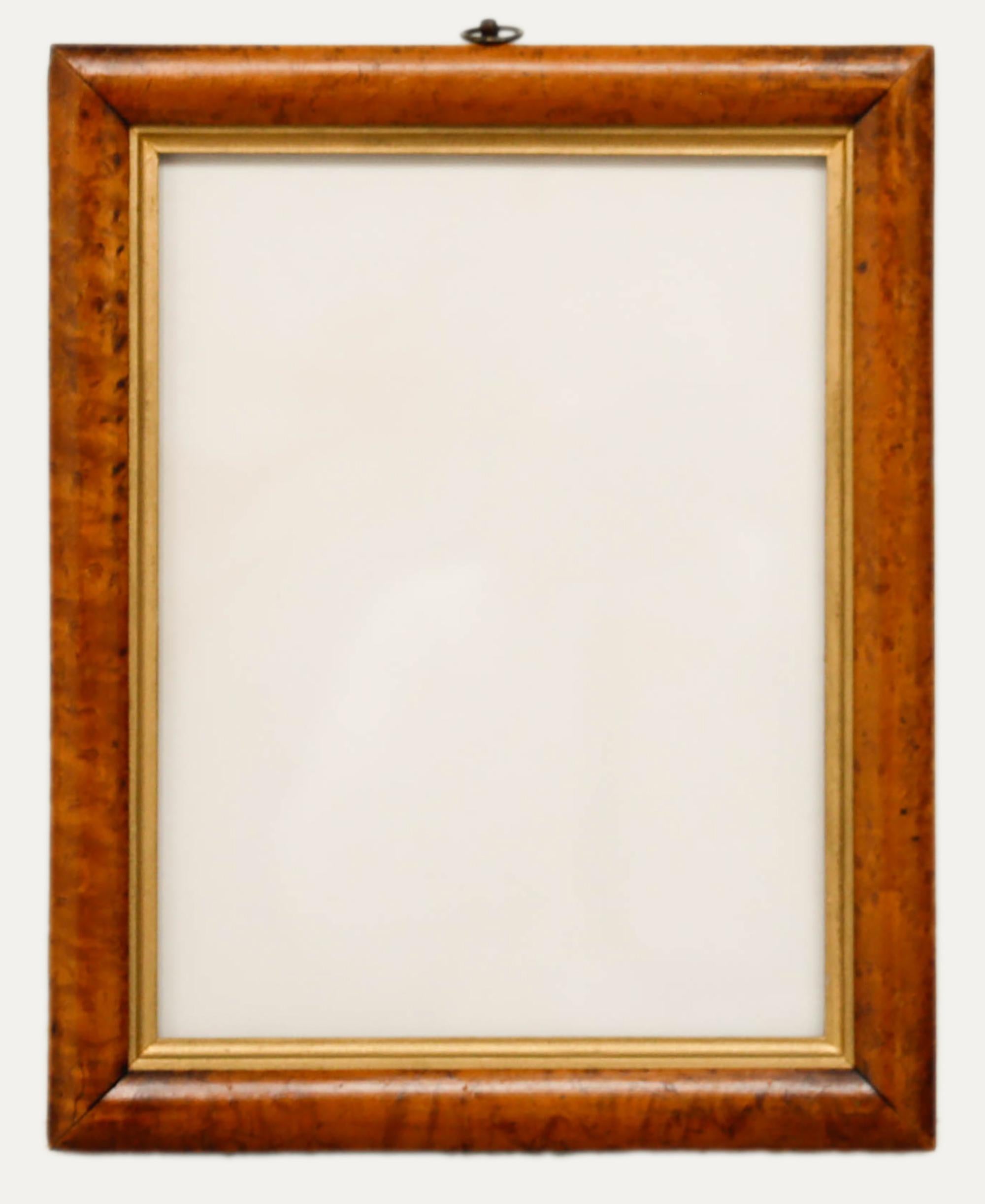 Late 19th Century Bird's Eye Maple Picture Frame with Cushion Profile - Art by Unknown