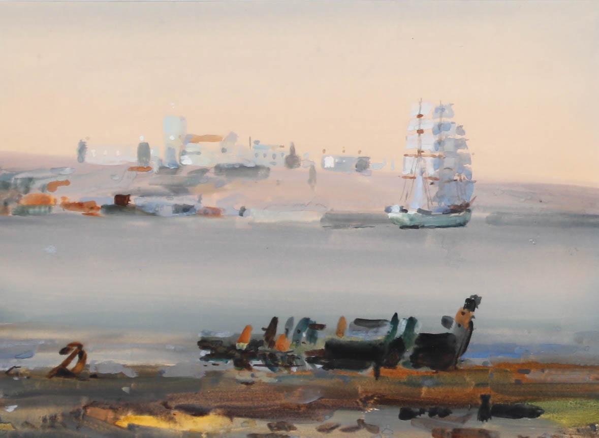 Frank Richards RBA (1863-1935) - Acuarela de la Escuela de Newlyn, Una perspectiva costera en venta 1