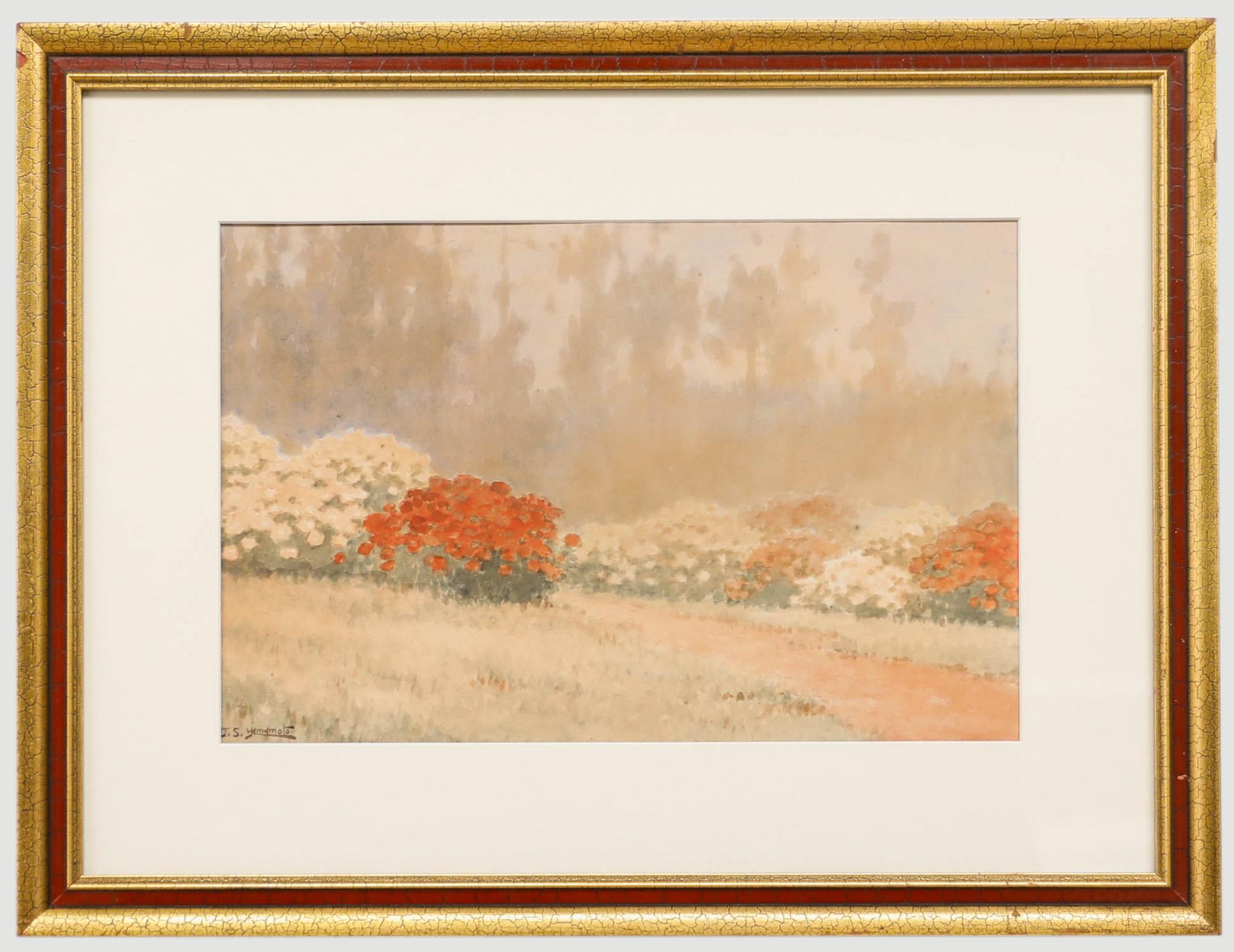 Unknown Landscape Art - J. S. Yamamoto - Framed Early 20th Century Watercolour, The Rhododendron Borders