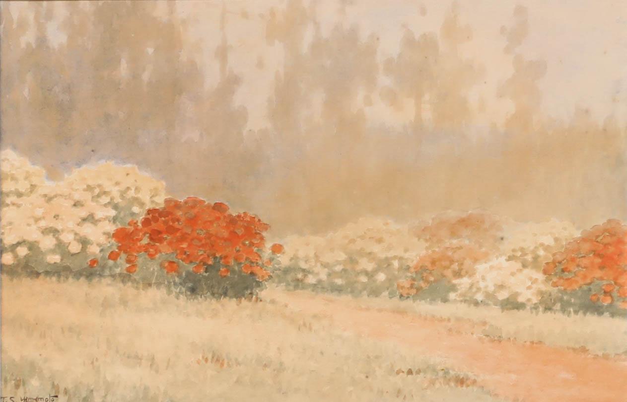 J. S. Yamamoto - Framed Early 20th Century Watercolour, The Rhododendron Borders - Art by Unknown