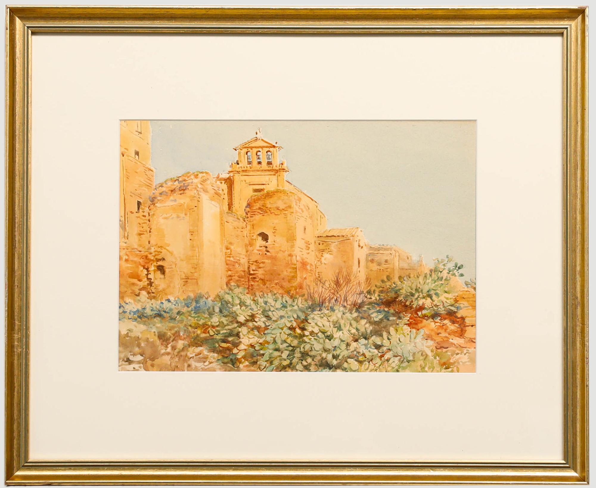 Attribué. John Varley Jnr (1850-1933) - Aquarelle encadrée, The Old Walls