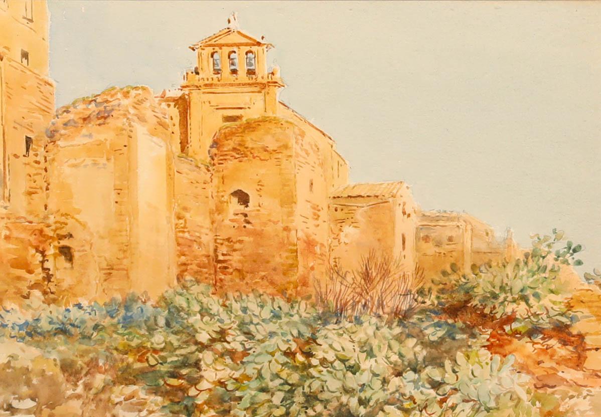 Attribuire. John Varley Jnr (1850-1933) - Acquerello incorniciato, Le vecchie mura in vendita 1