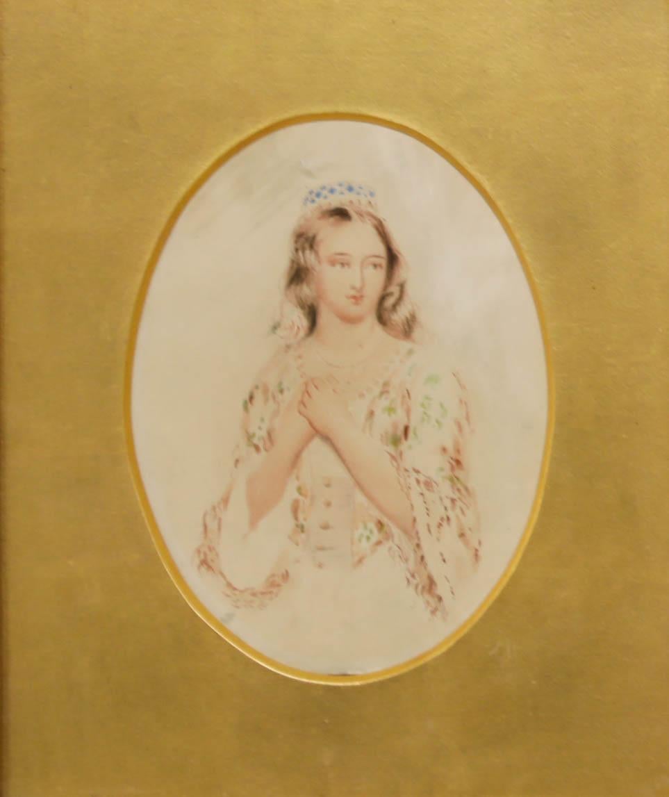 Attrib. Alfred Edward Chalon (1780-1860) - Aquarell des 19. Jahrhunderts, königliche Schönheit im Angebot 1