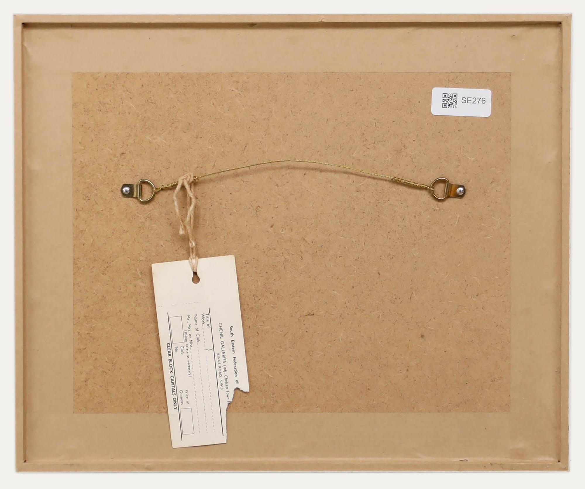 Elizabeth Hinde - Gerahmtes Aquarell aus der Mitte des 20. Jahrhunderts, Quadrat der Fackeln (Beige), Landscape Art, von Unknown