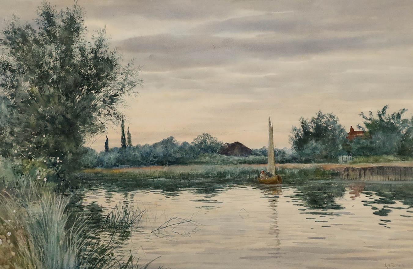 Robert Winter Fraser (1848-1906)- Acuarela enmarcada, El río Támesis en Iffley - Art de Unknown