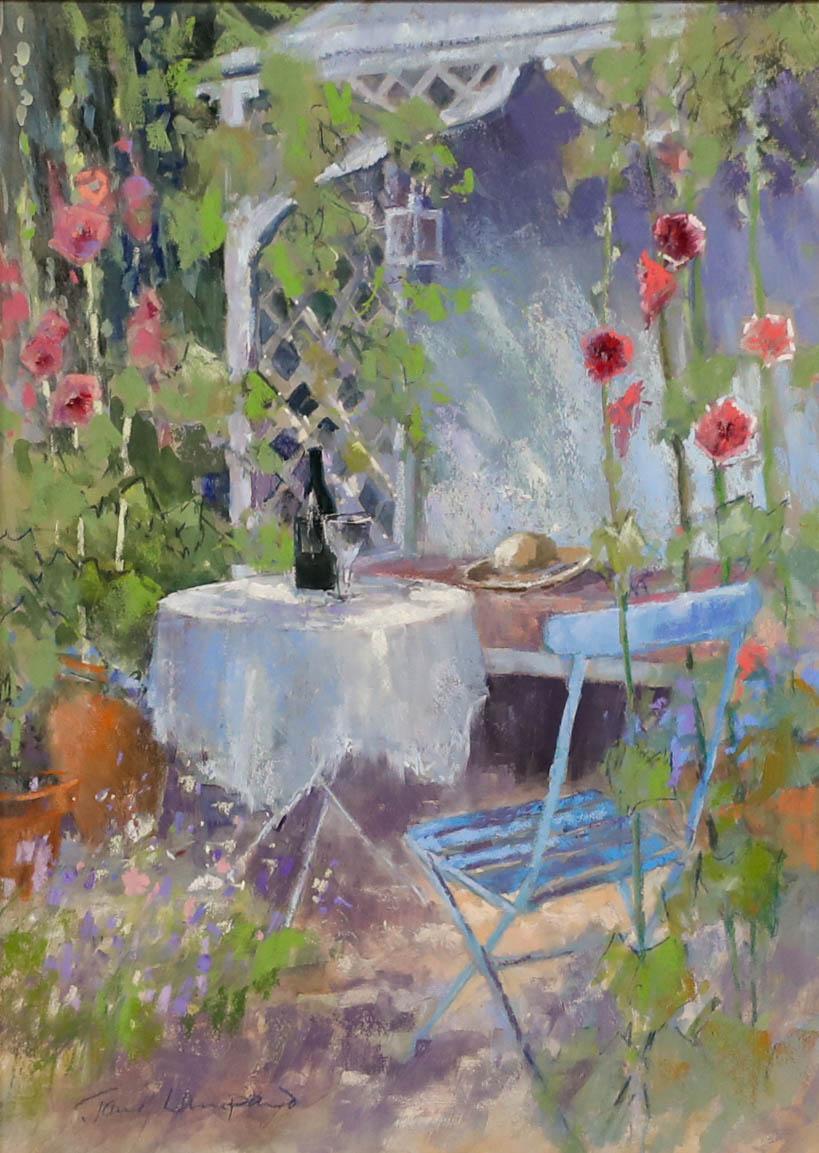 Jane Lampard - Pastel contemporain encadré, The Blue Chair - Art de Unknown
