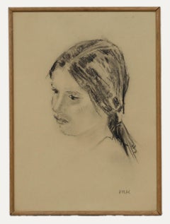 Jean Dulac (1902-1968) - Framed Mid 20th Century Charcoal Drawing, L'enfant