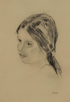 Jean Dulac (1902-1968) - Framed Mid 20th Century Charcoal Drawing, L'enfant