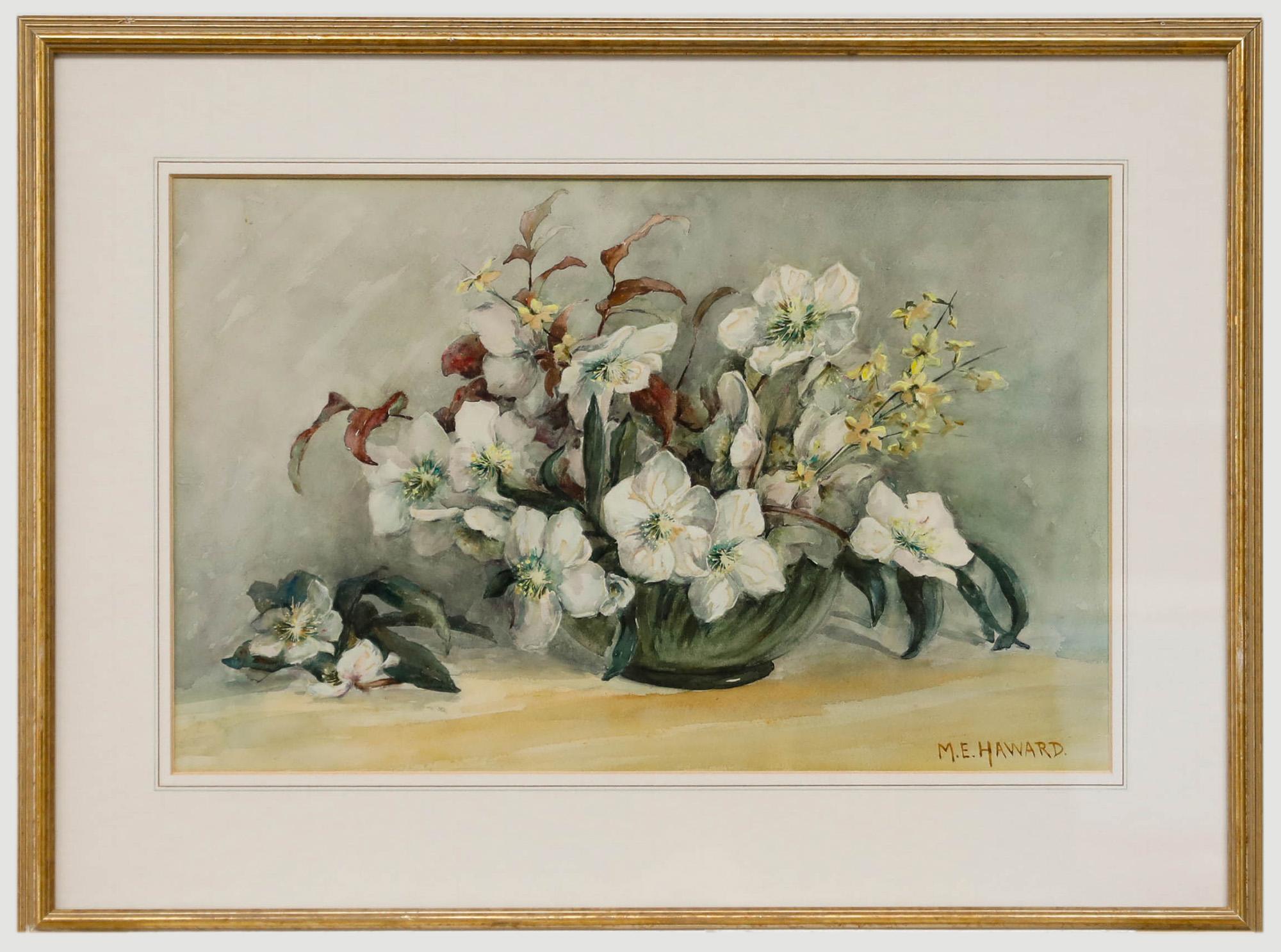 Unknown Still-Life - Mary Ellen Haward - Early 20th Century Watercolour, Still Life with Hellebores