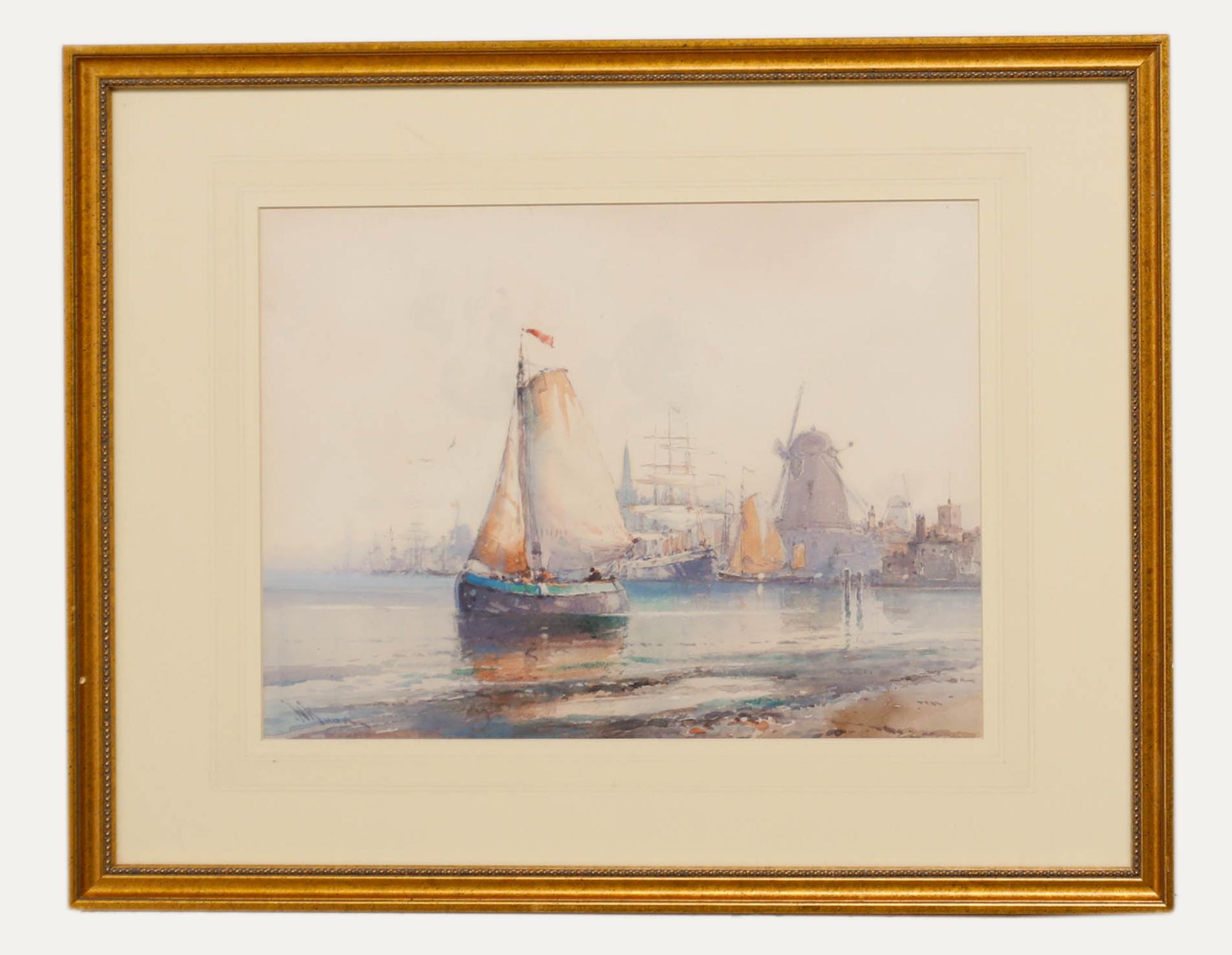 Wilfred Knox (1884-1966) - Framed Watercolour, Amsterdam Harbour
